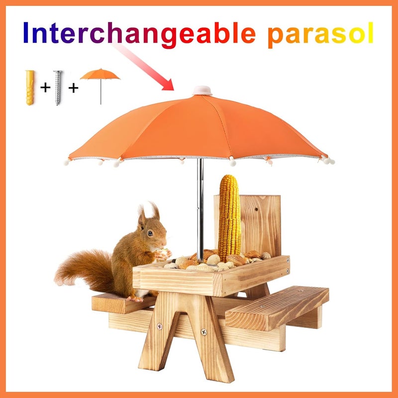 Gnodry Squirrel Picnic Table Feeder Replacement Mini Umbrella for Outside (Orange) - Image 3